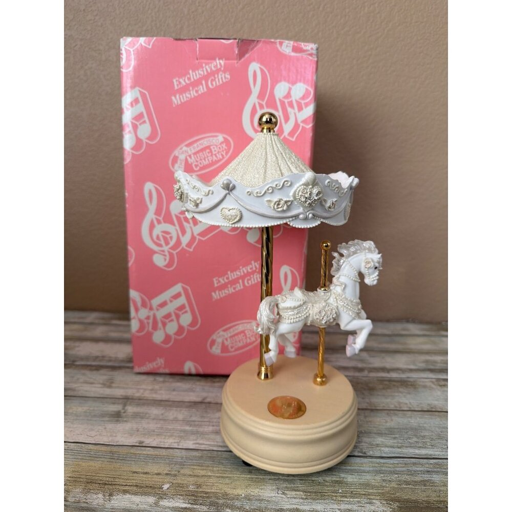 1994 San Francisco Music Box Chantilly Single Carousel Horse Beauty & Beast NIB